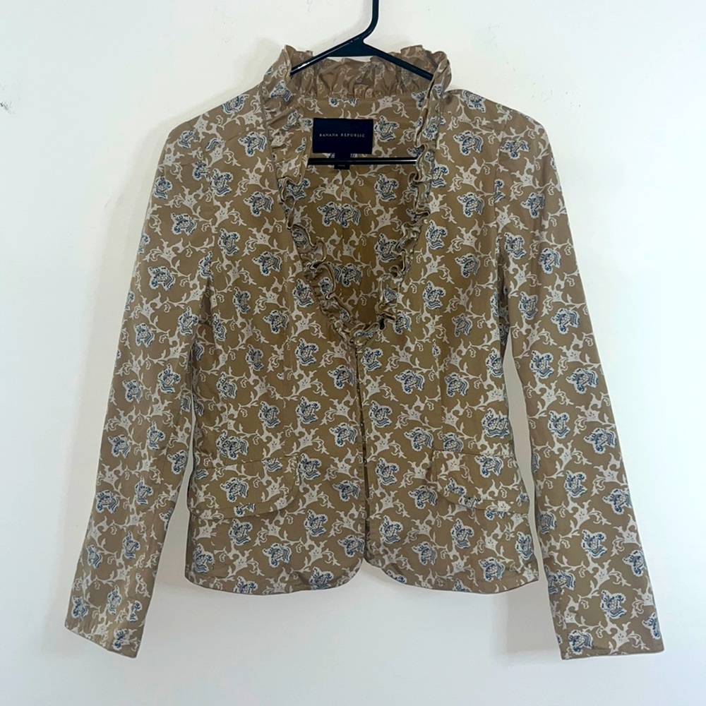 Banana Republic jacket, tan with blue florals